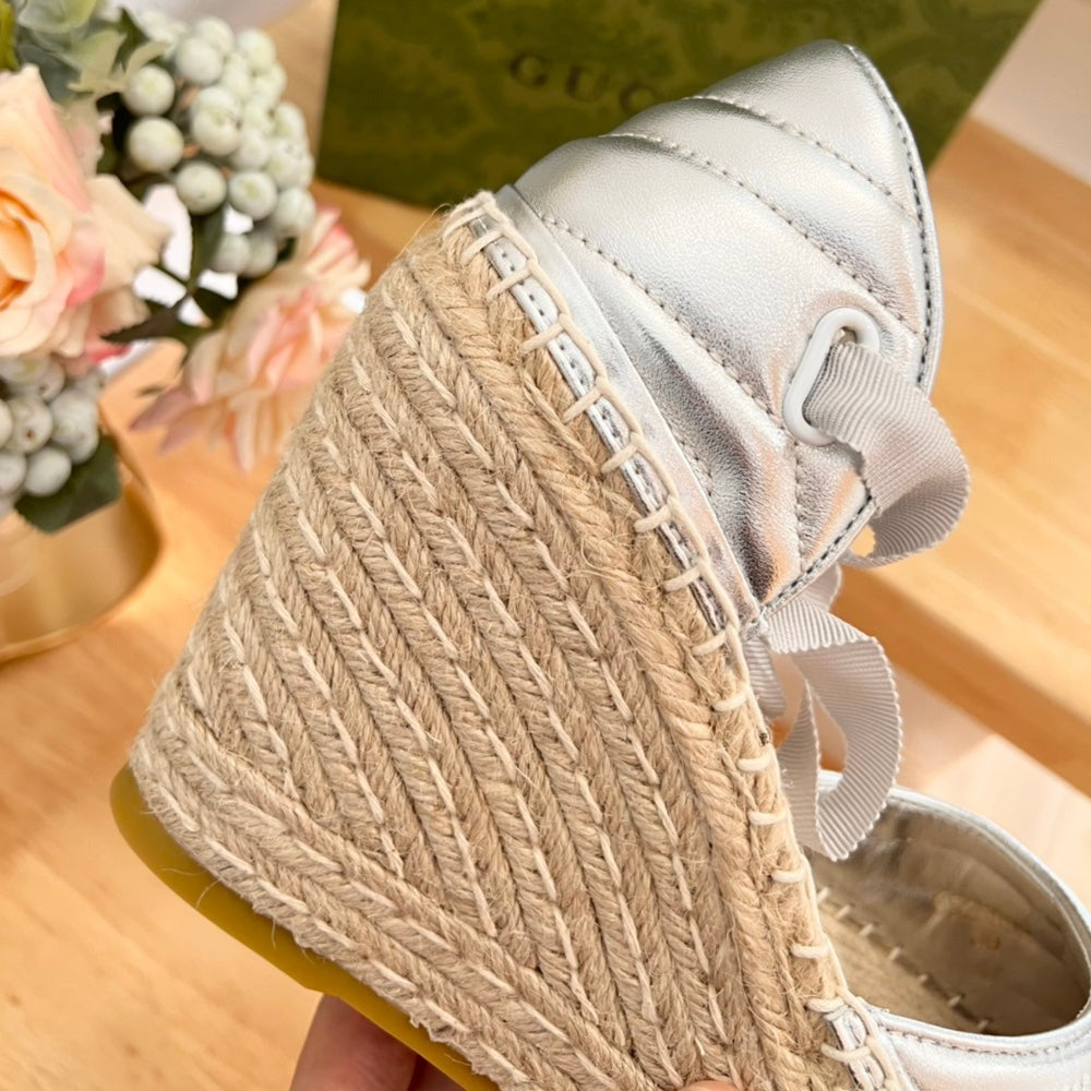 GG  Crochet platform Espadrilles Silver