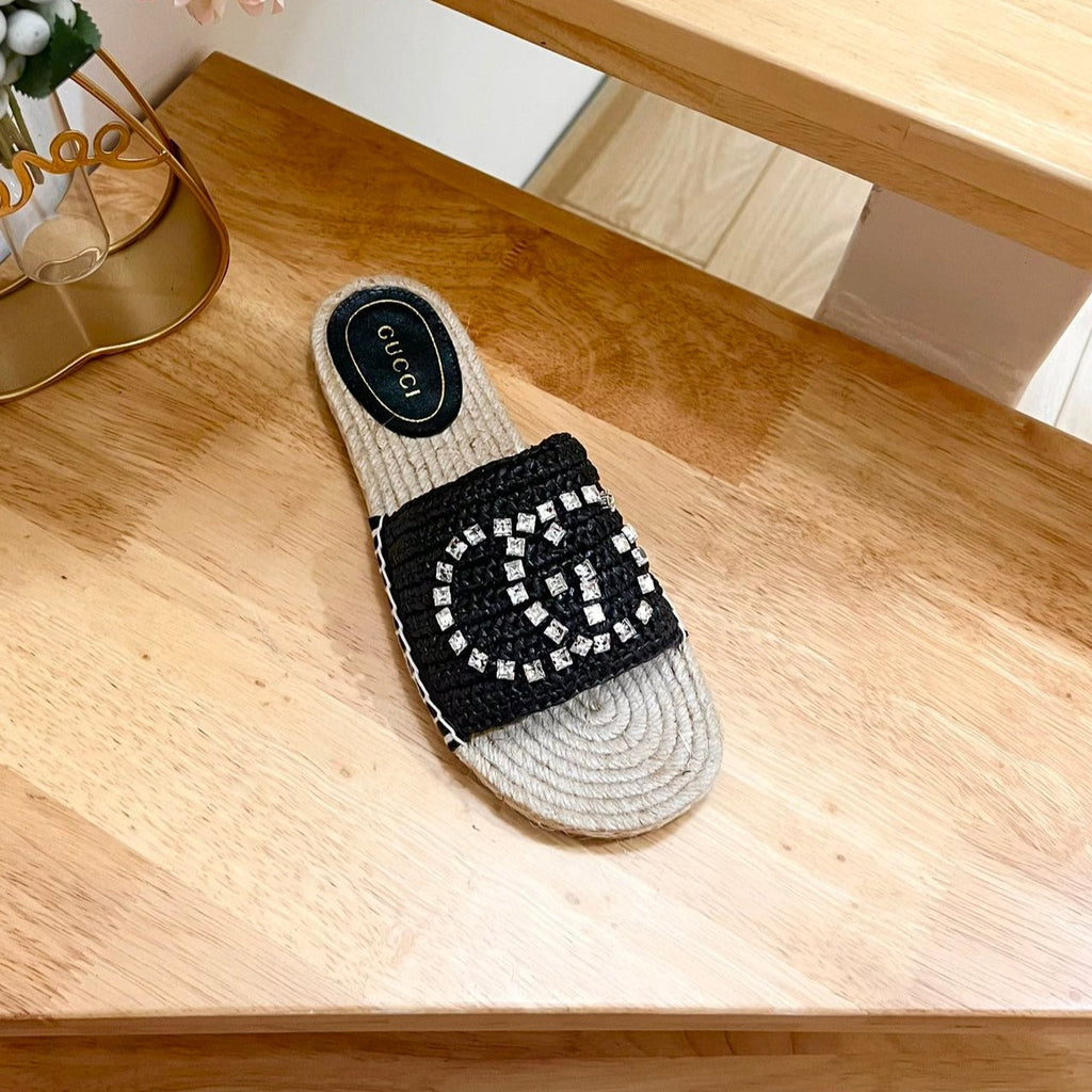 GG  Casual Style Logo Sandals Black