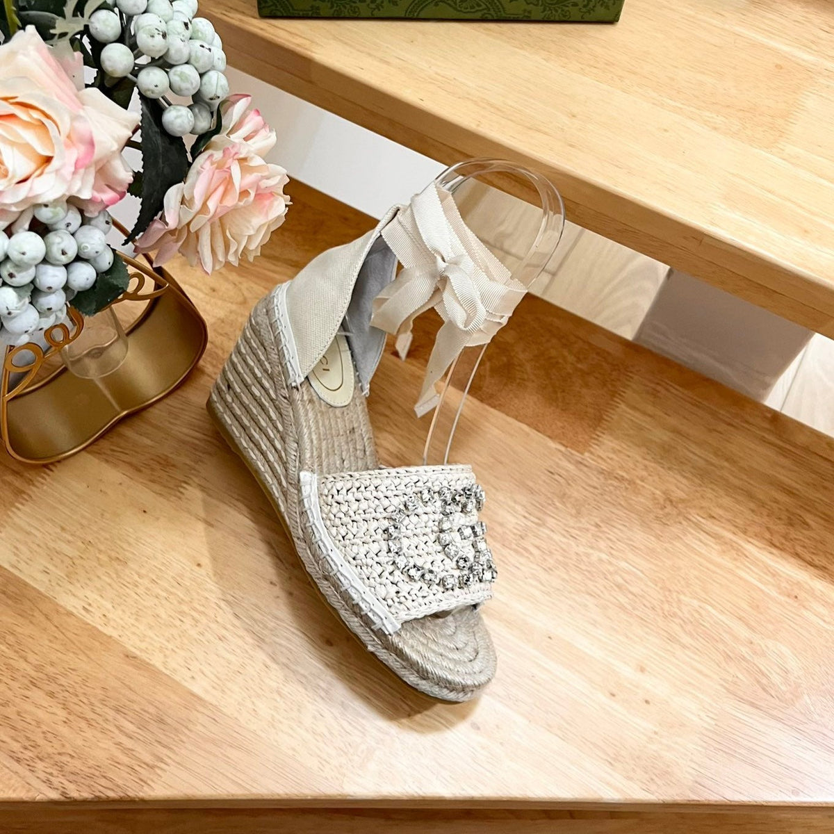 GG  Women High Sandal Shoes Beige