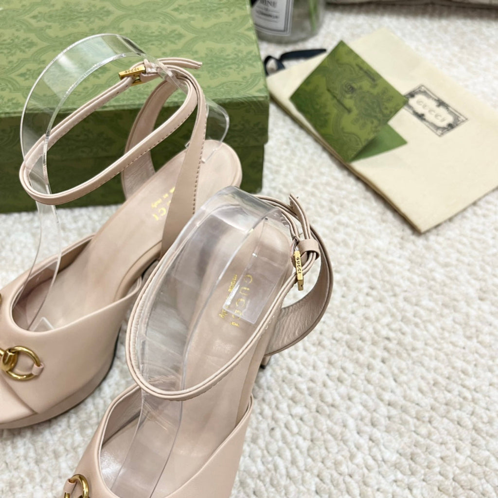 Horsebit 11cm Platform Sandal Cream Calfskin