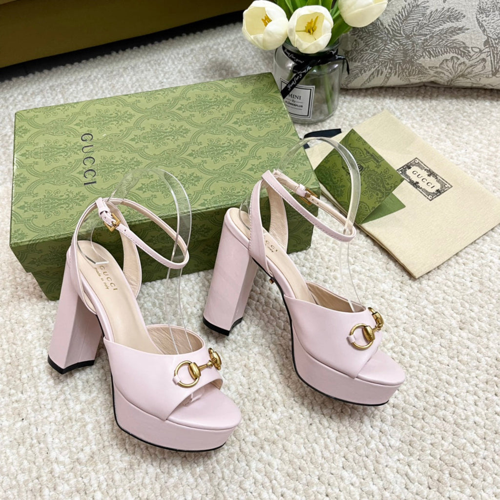 Horsebit 11cm Platform Sandal Pink Calfskin