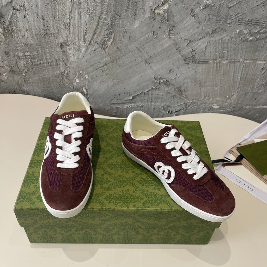 GG Low Sneaker Barn Red Canvas Suede Calfskin