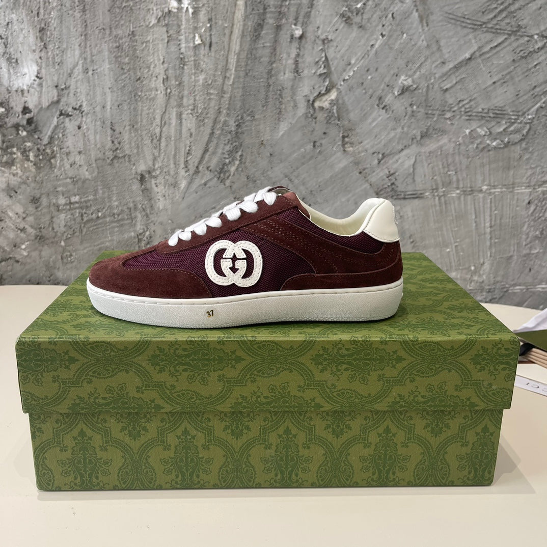 GG Low Sneaker Barn Red Canvas Suede Calfskin