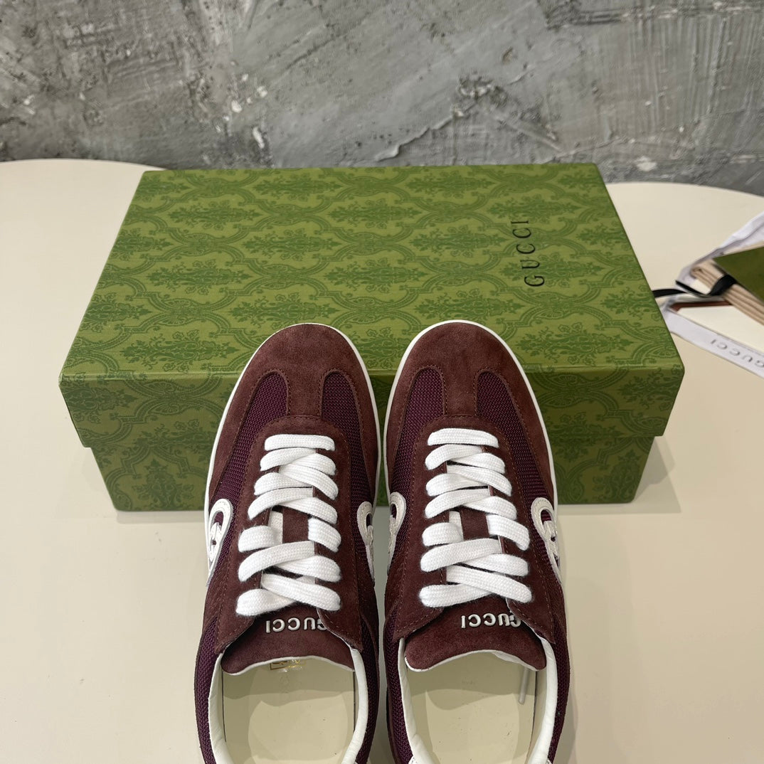 GG Low Sneaker Barn Red Canvas Suede Calfskin