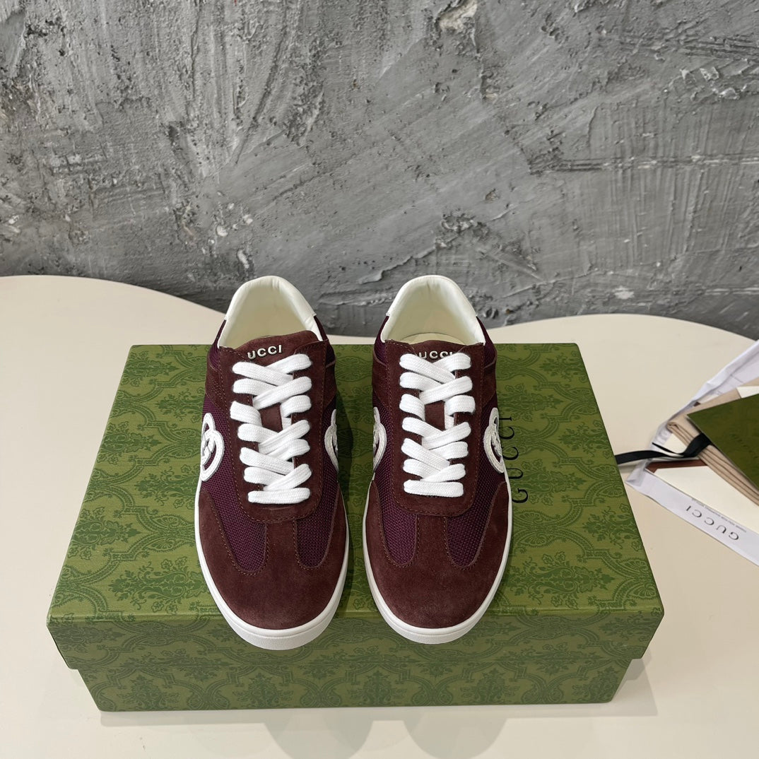 GG Low Sneaker Barn Red Canvas Suede Calfskin
