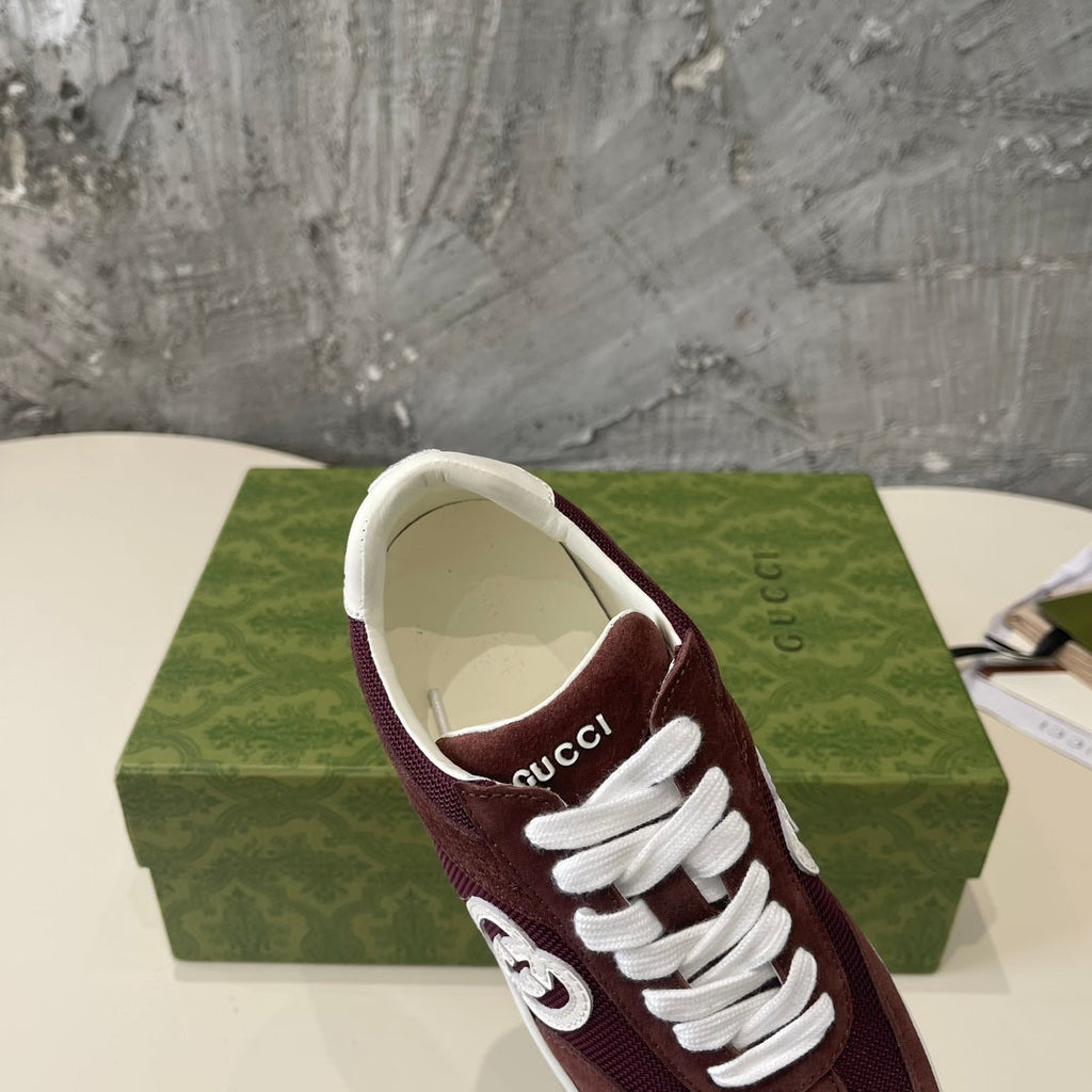 GG Low Sneaker Barn Red Canvas Suede Calfskin