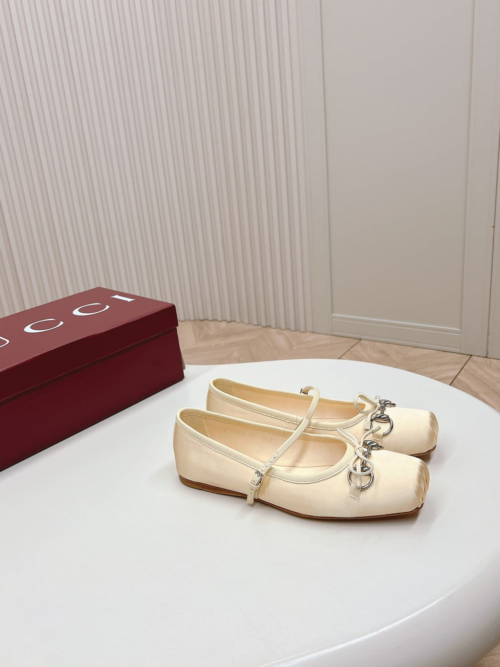 GG BALLET FLAT LIGHT CREAM SILK