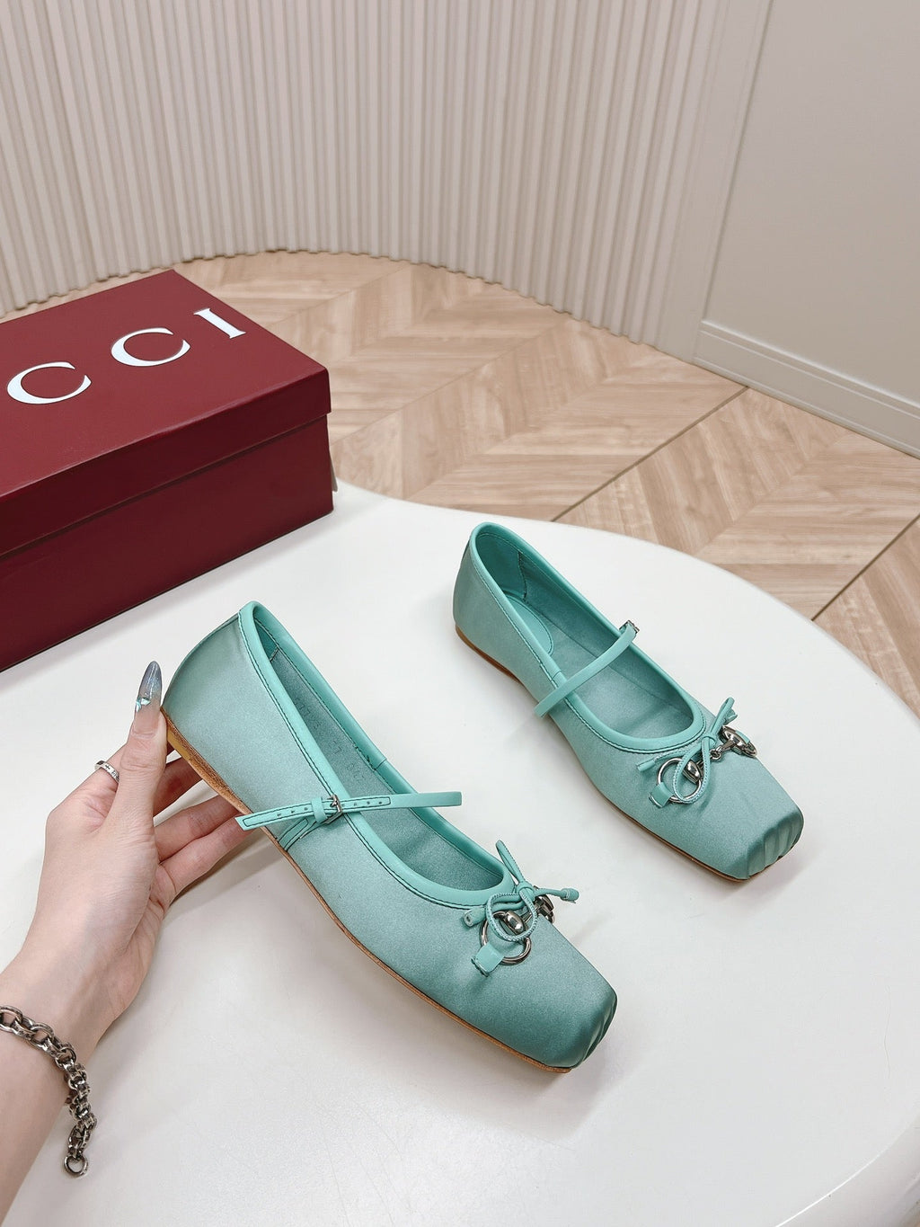 GG BALLET FLAT ARCTIC SILK