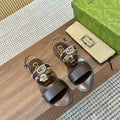 GG Interlocking Sandal Coffee Canvas & Leather 864288