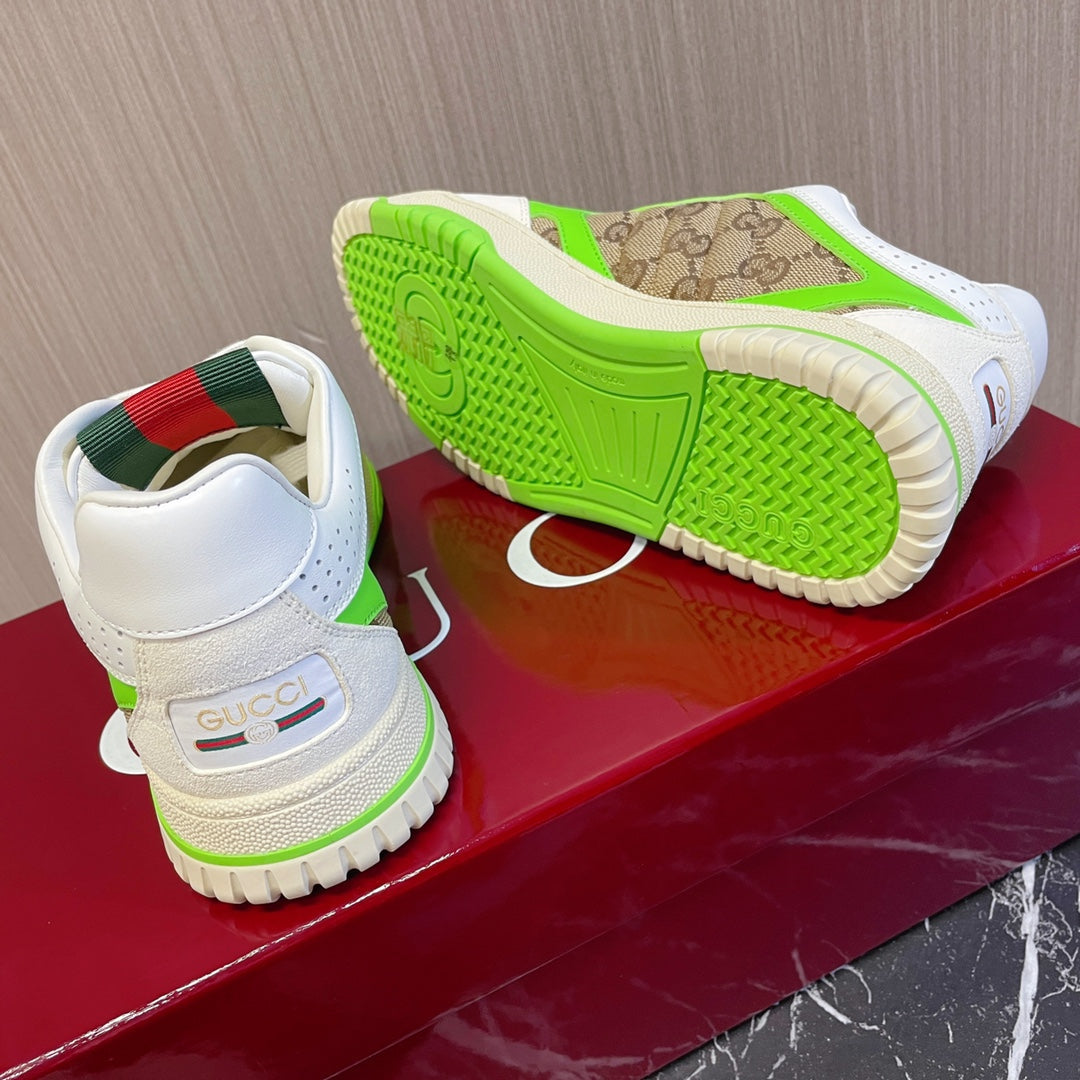GG Retro Sneakers for Couples White Kelly Green