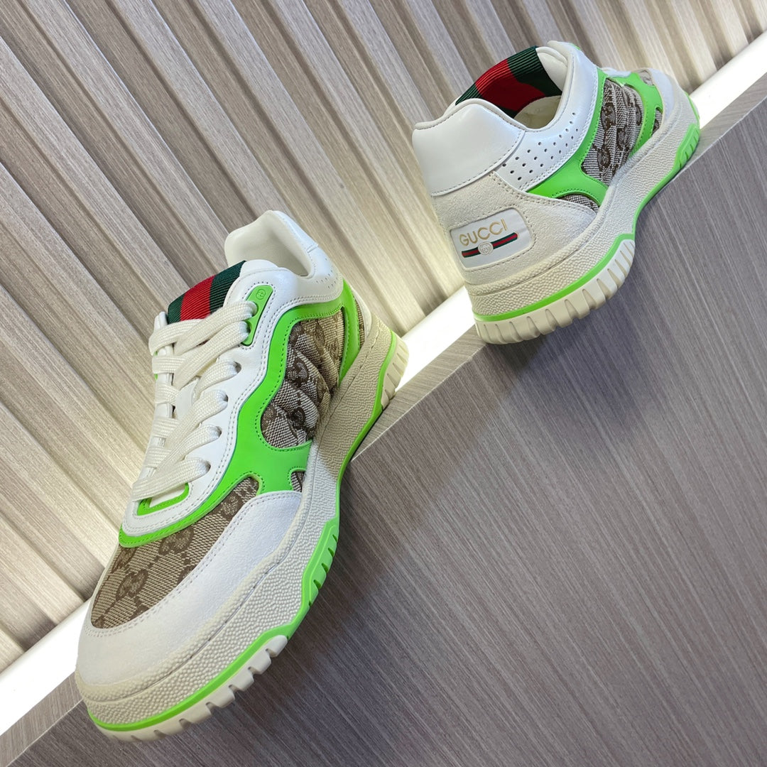 GG Retro Sneakers for Couples White Kelly Green