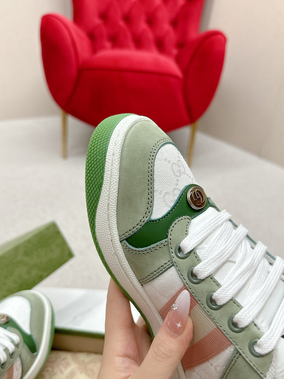 GG Sneaker Khaki Suede Green Calfskin