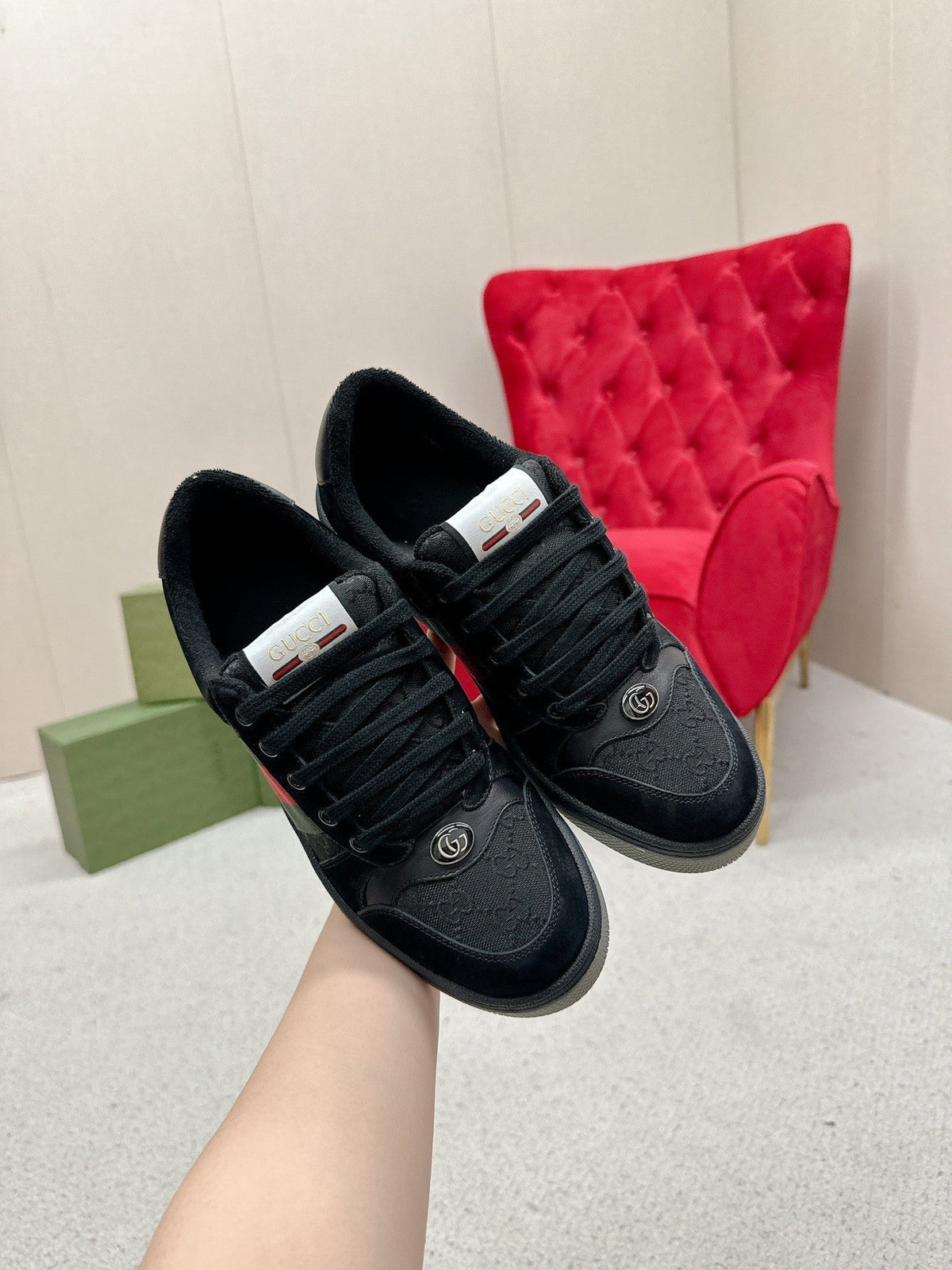 GG Sneaker Black Suede Calfskin