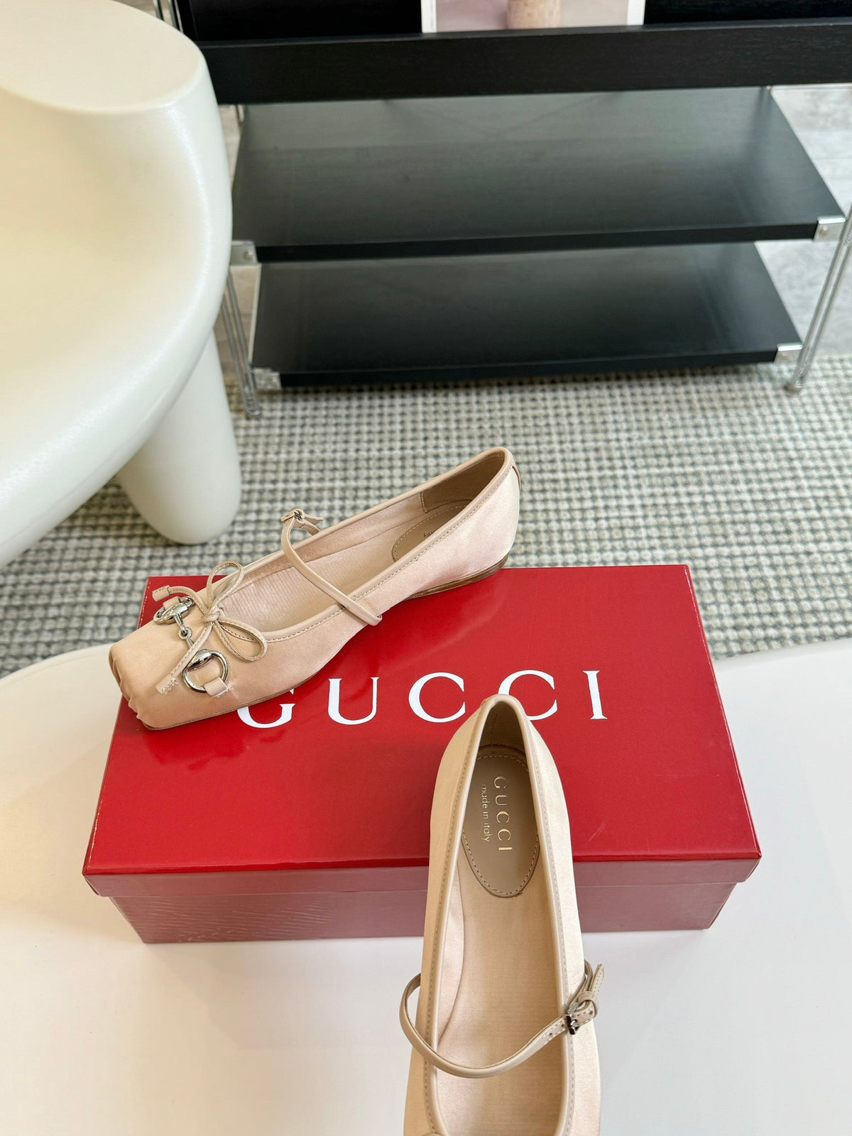 GG BALLET FLAT CREAM SILK
