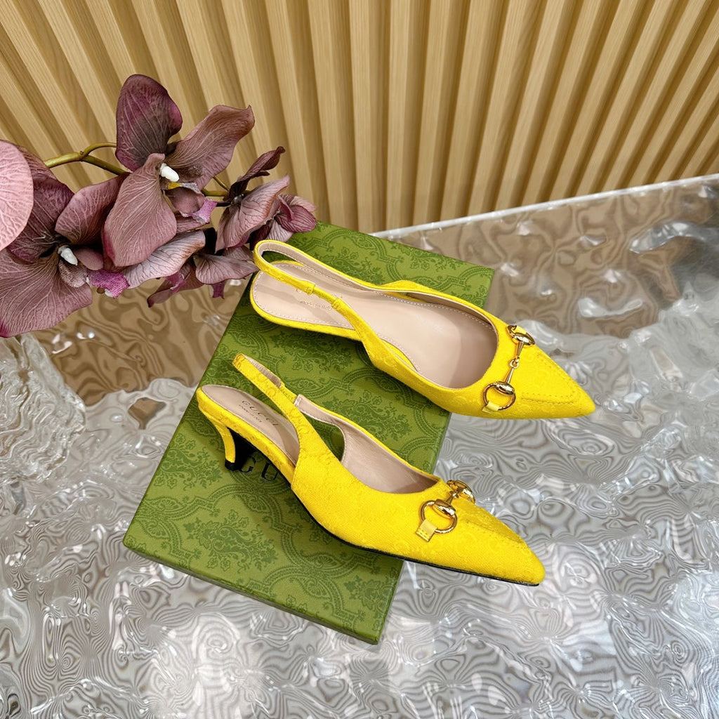 WOMEN'S HORSEBIT SLINGBACK PUMP LEMON CANVAS