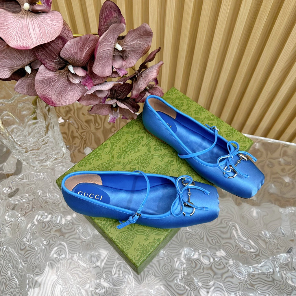BALLET FLAT IN COBALT BLUE SILK