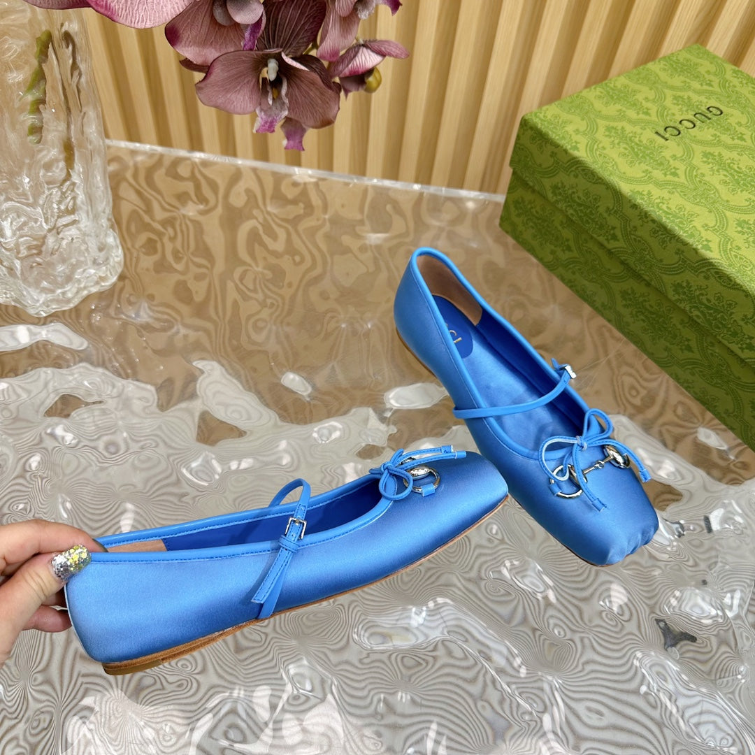BALLET FLAT IN COBALT BLUE SILK
