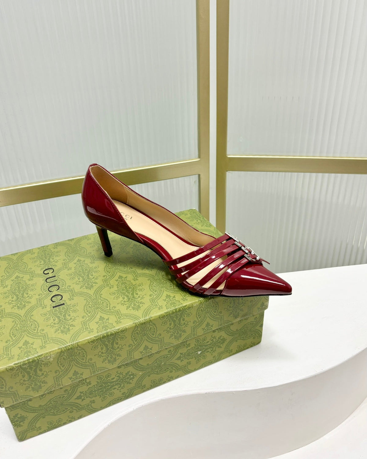 HIGH PUMP 6 CM IN CRIMSON RED CALFSKIN