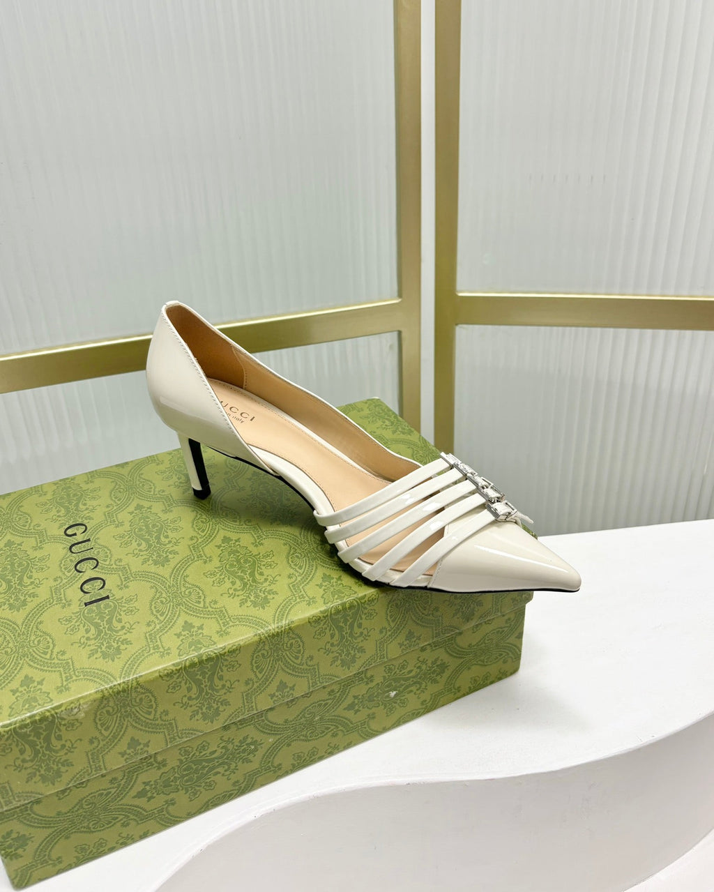 HIGH PUMP 6 CM IN WHITE CALFSKIN