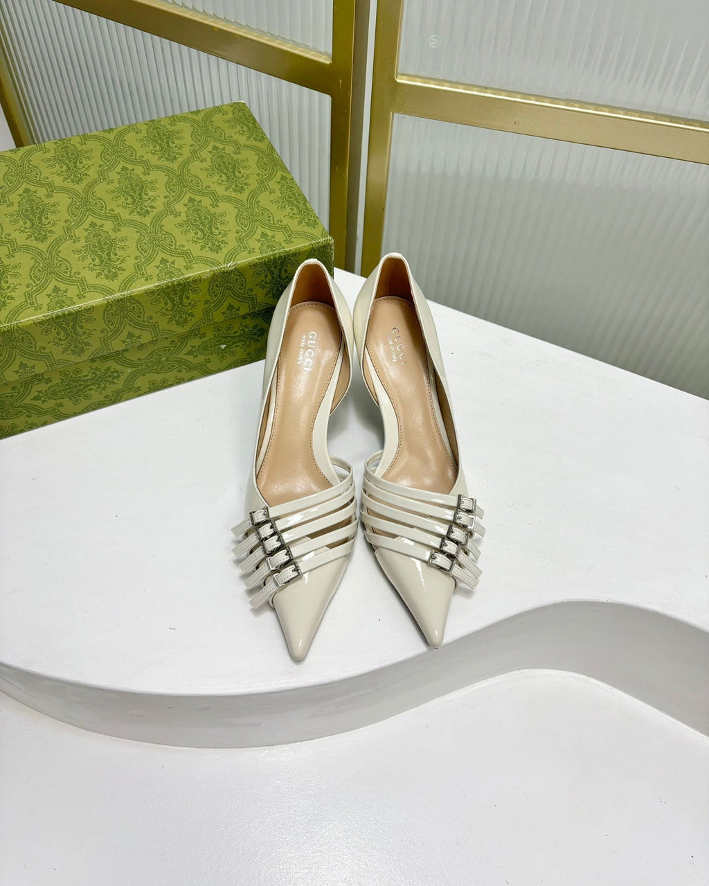 HIGH PUMP 6 CM IN WHITE CALFSKIN