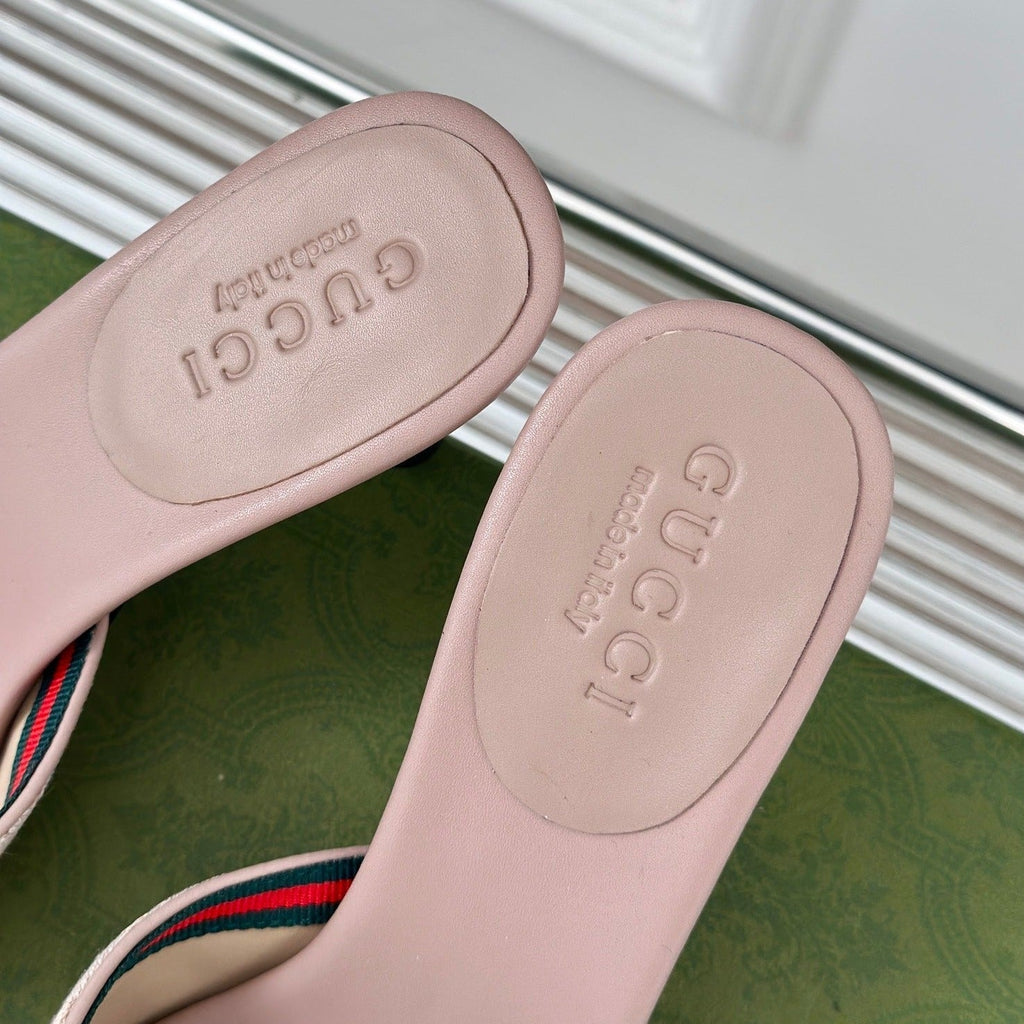 GG Vintage High Heel Slippers Pink Blush