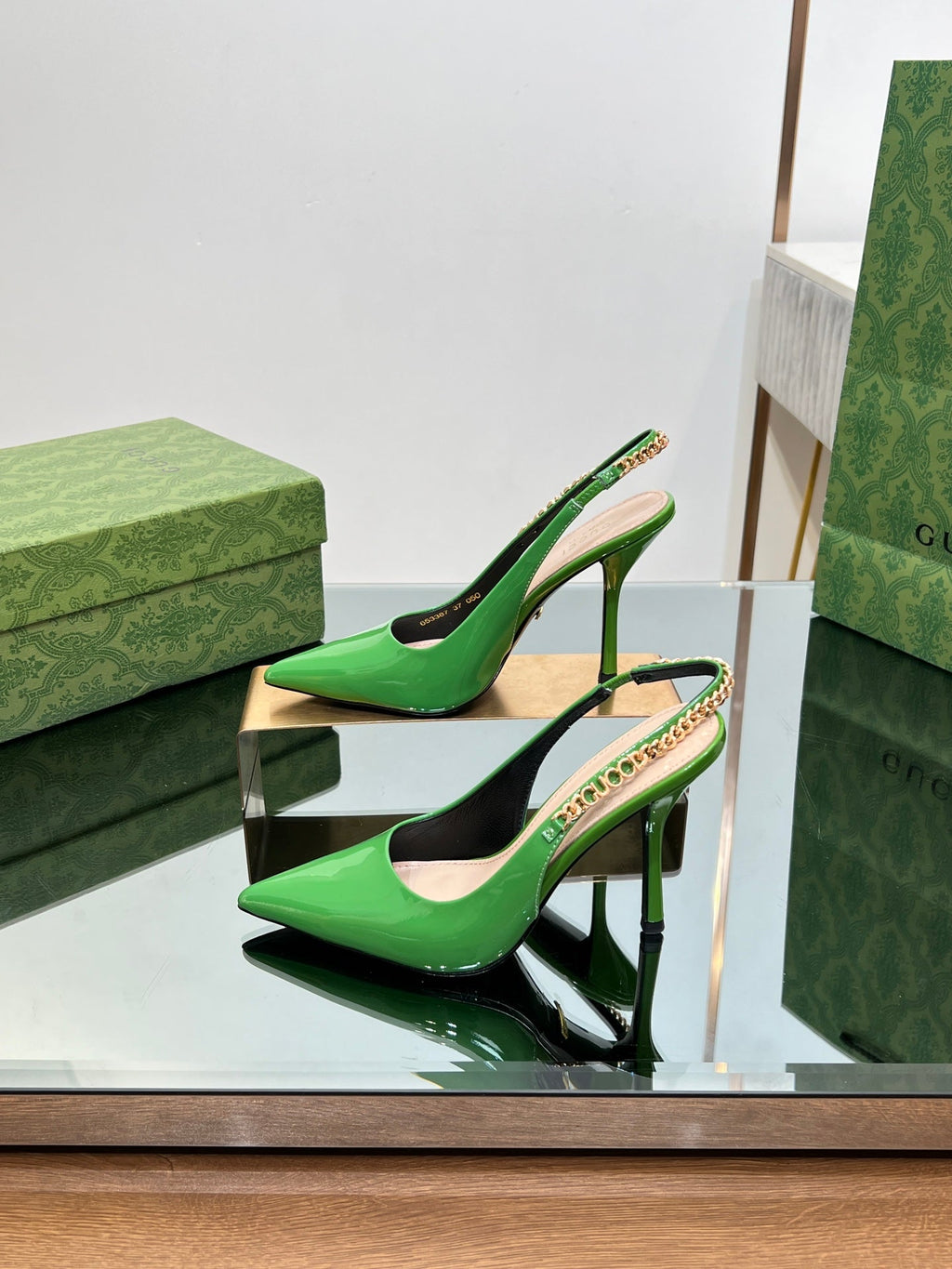 GG SIGNORIA SLINGBACK PUMP GREEN LAMBSKIN