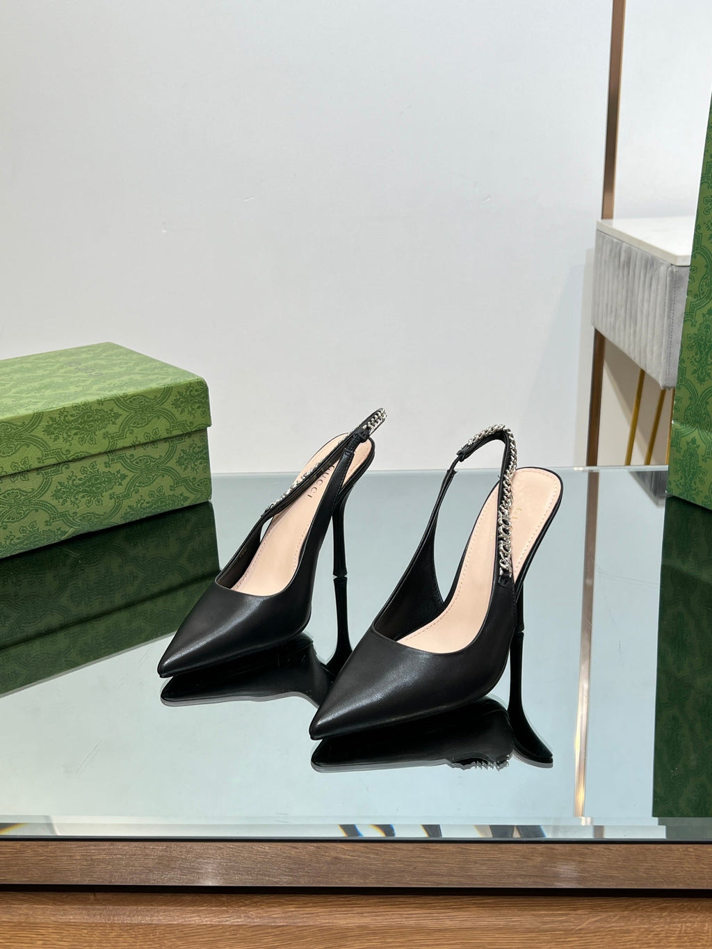 GG SIGNORIA SLINGBACK PUMP BLACK LAMBSKIN