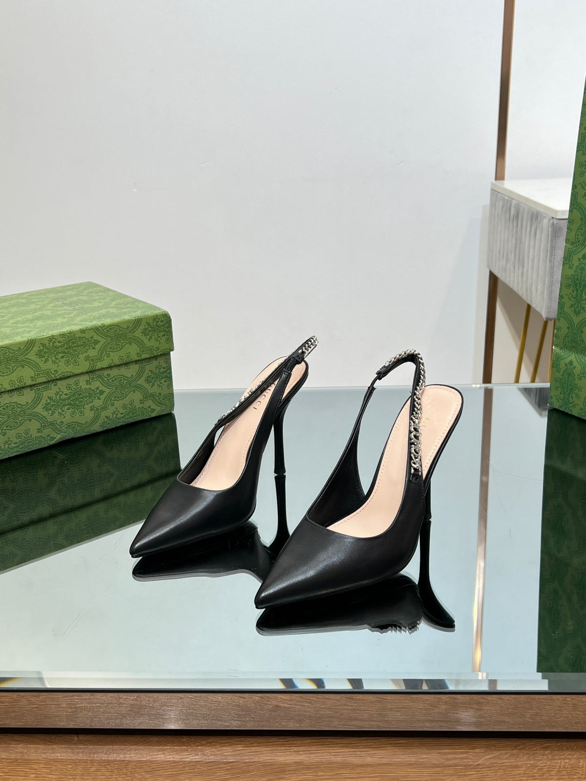 GG SIGNORIA SLINGBACK PUMP BLACK LAMBSKIN