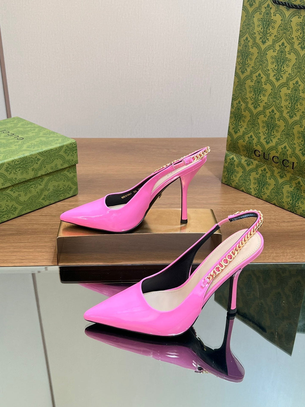 GG SIGNORIA SLINGBACK PUMP BRIGHT PINK LAMBSKIN