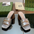GG SIGNORIA SLIDE SANDAL SILVER DENIM