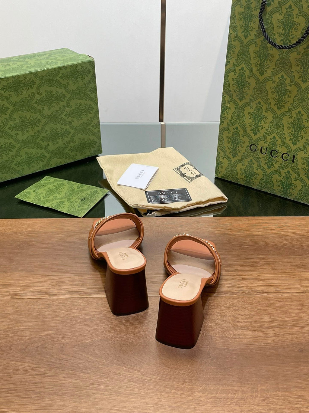 GG SIGNORIA SLIDE SANDAL CARAMEL DENIM