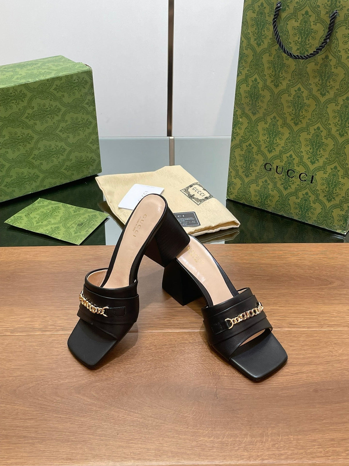 GG SIGNORIA SLIDE SANDAL BLACK DENIM