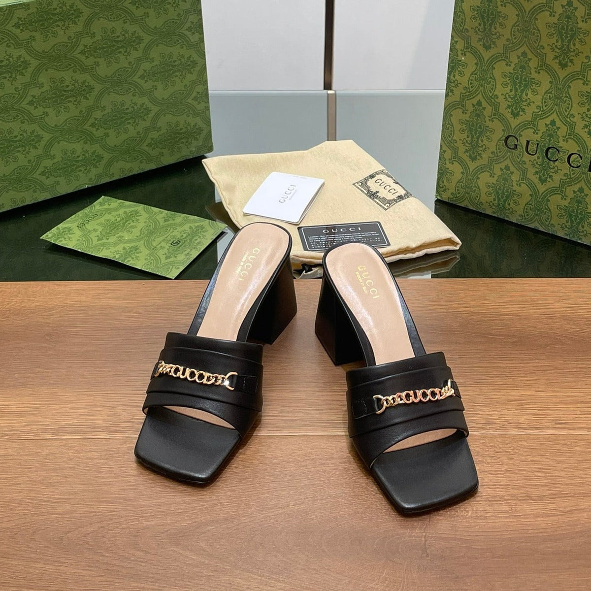 GG SIGNORIA SLIDE SANDAL BLACK DENIM