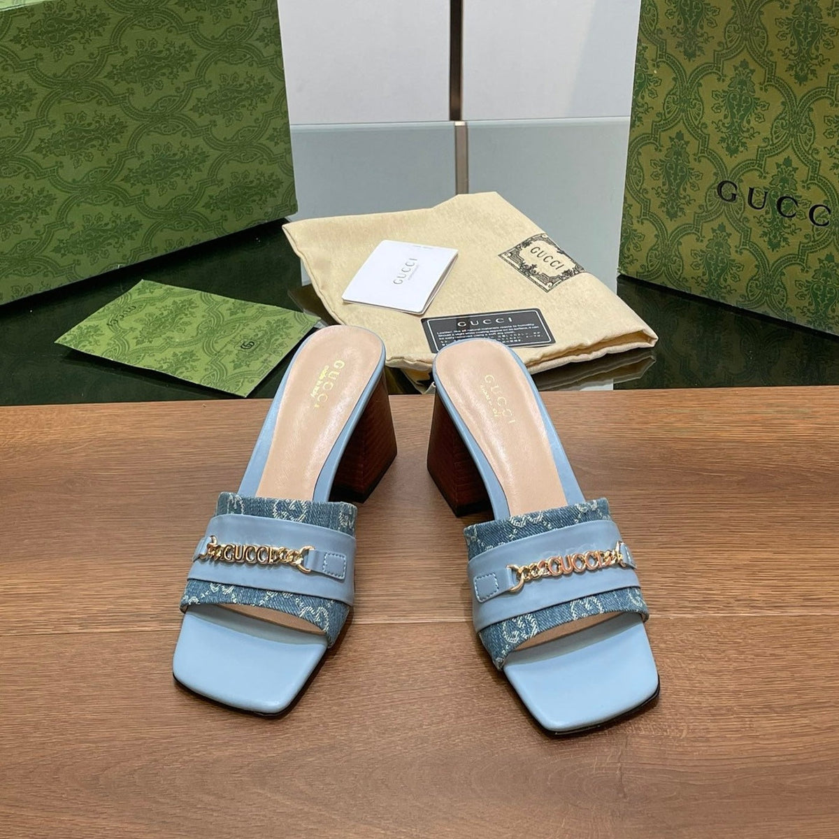 GG SIGNORIA SLIDE SANDAL SKY DENIM