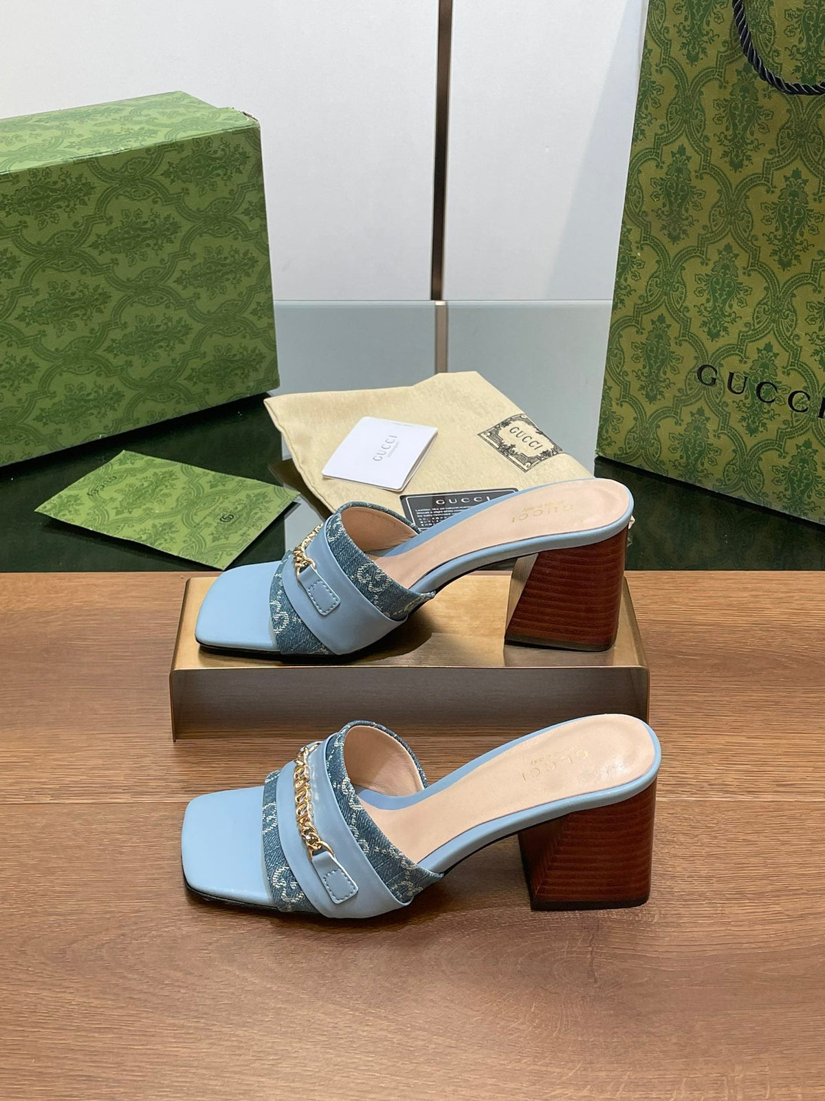GG SIGNORIA SLIDE SANDAL SKY DENIM