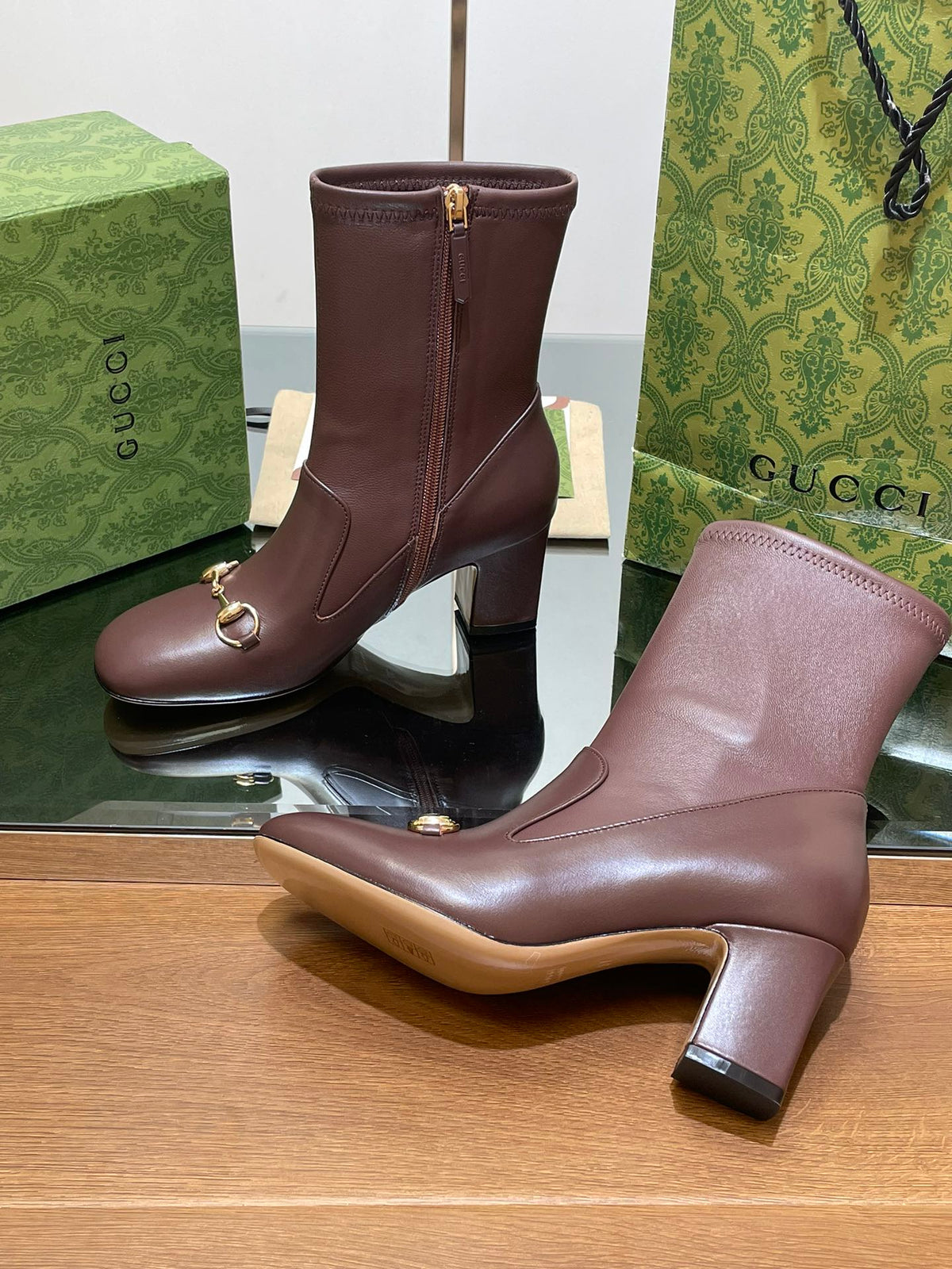 GG Horsebit Ankle Boot 65 Chocolate Calfskin