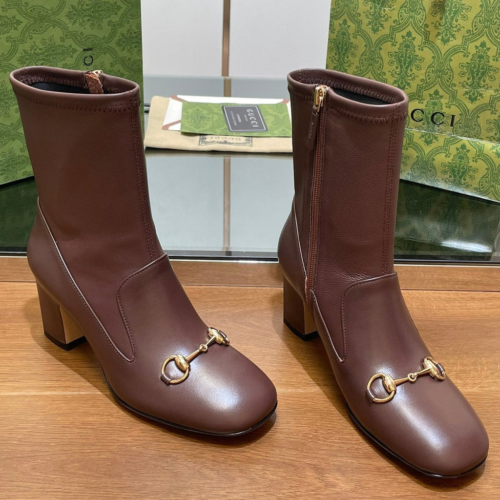 GG Horsebit Ankle Boot 65 Chocolate Calfskin