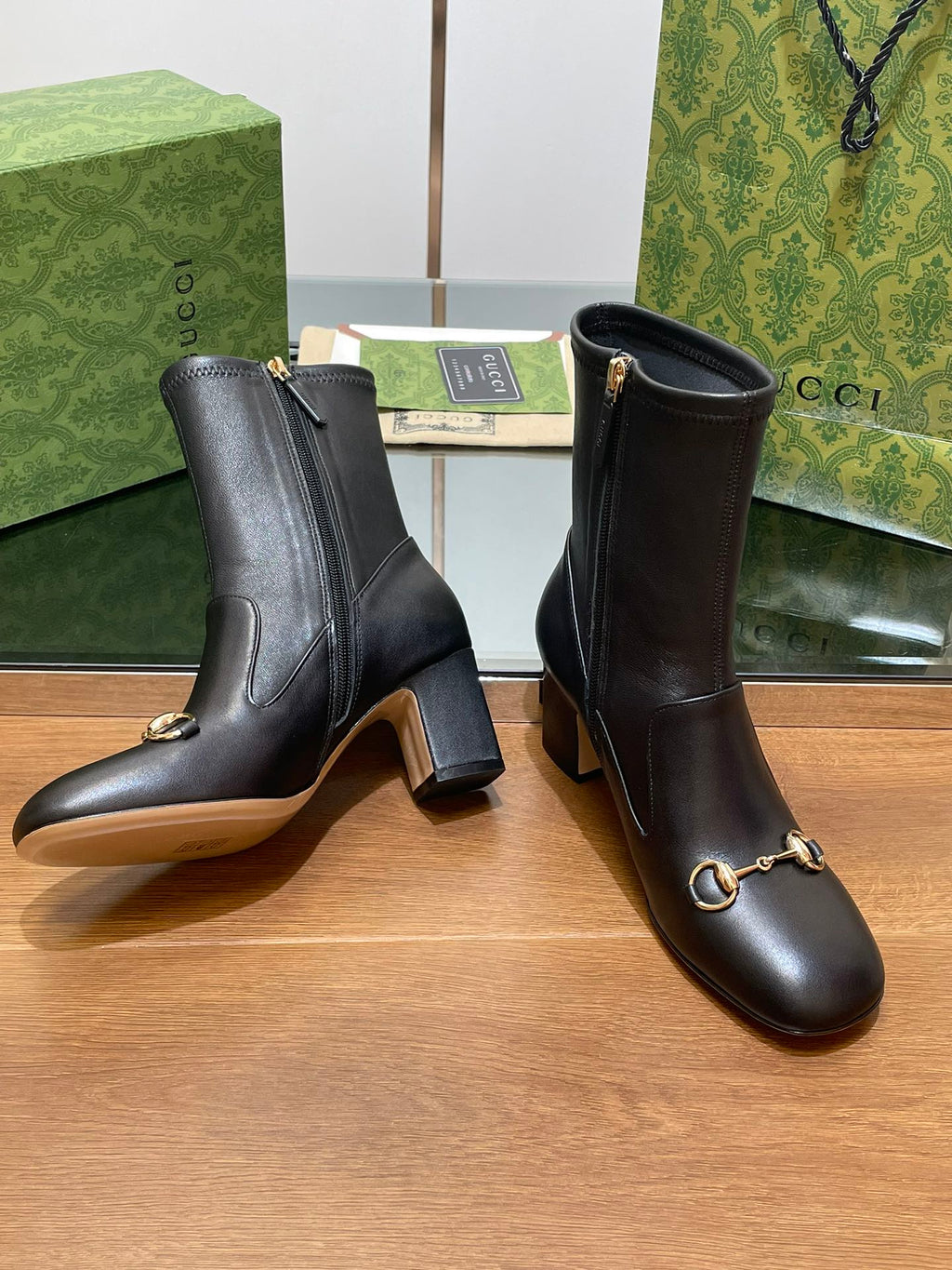 GG Horsebit Ankle Boot 65 Black Calfskin