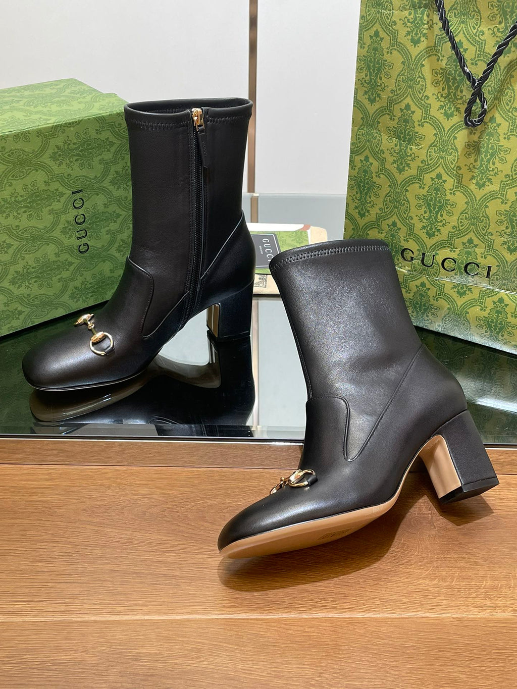 GG Horsebit Ankle Boot 65 Black Calfskin