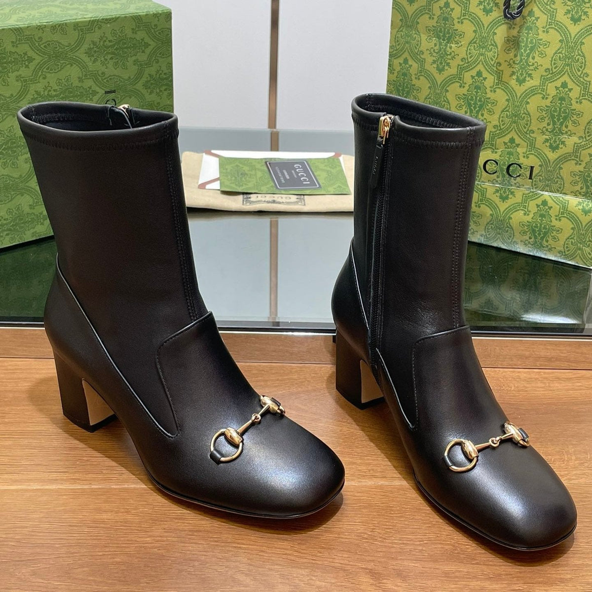 GG Horsebit Ankle Boot 65 Black Calfskin