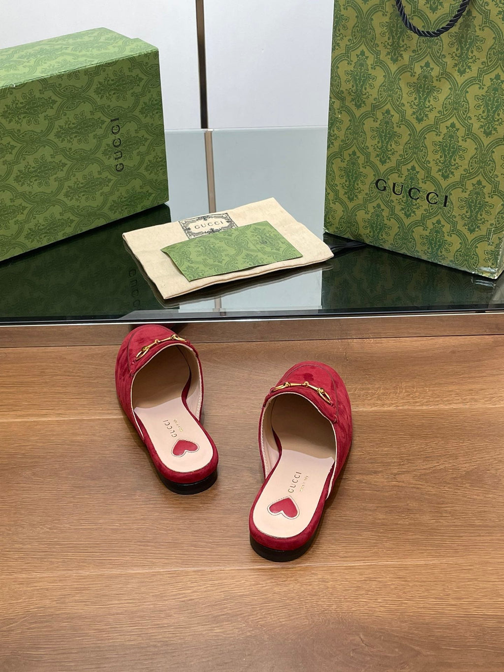 HORSEBIT MULE IN CHERRY RED SUEDE