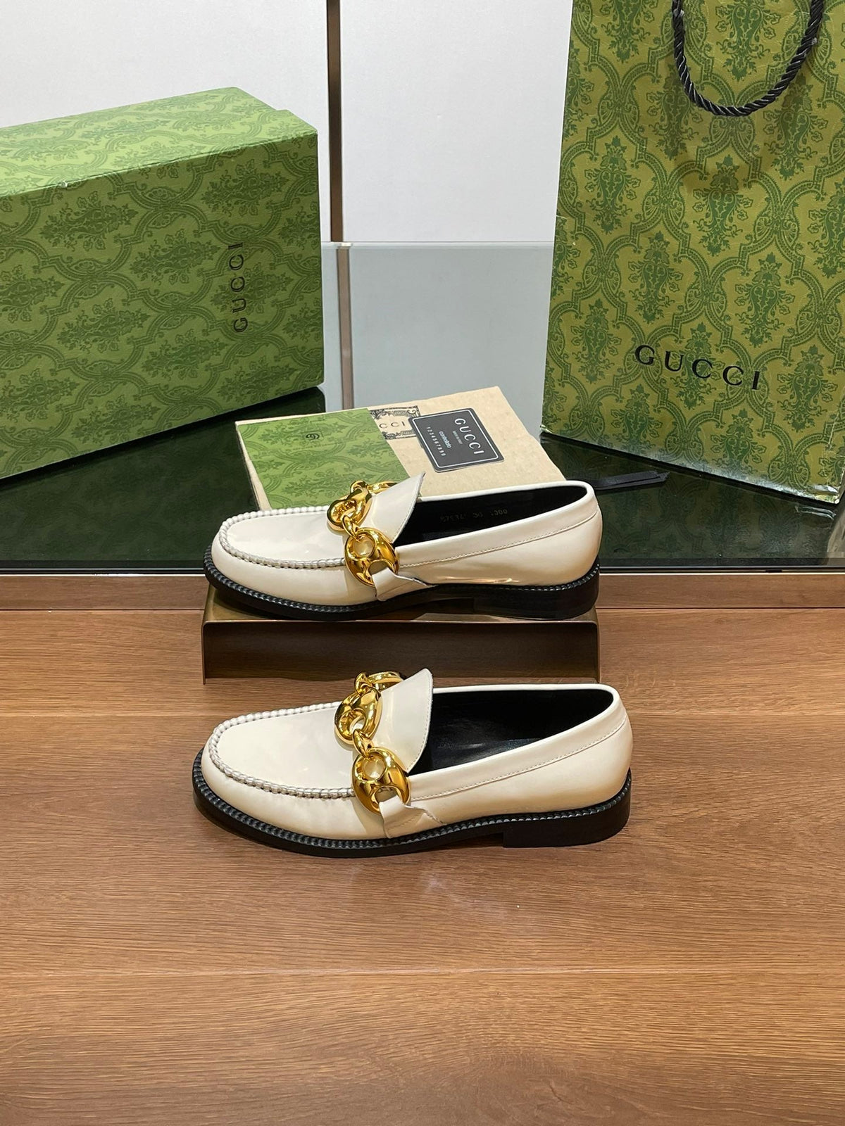 GG LOAFER SHOES IN WHITE CALFSKIN