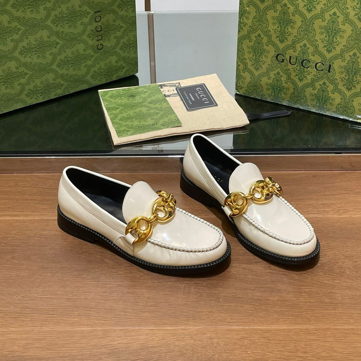 GG Marina Loafer Cream Patent Calfskin