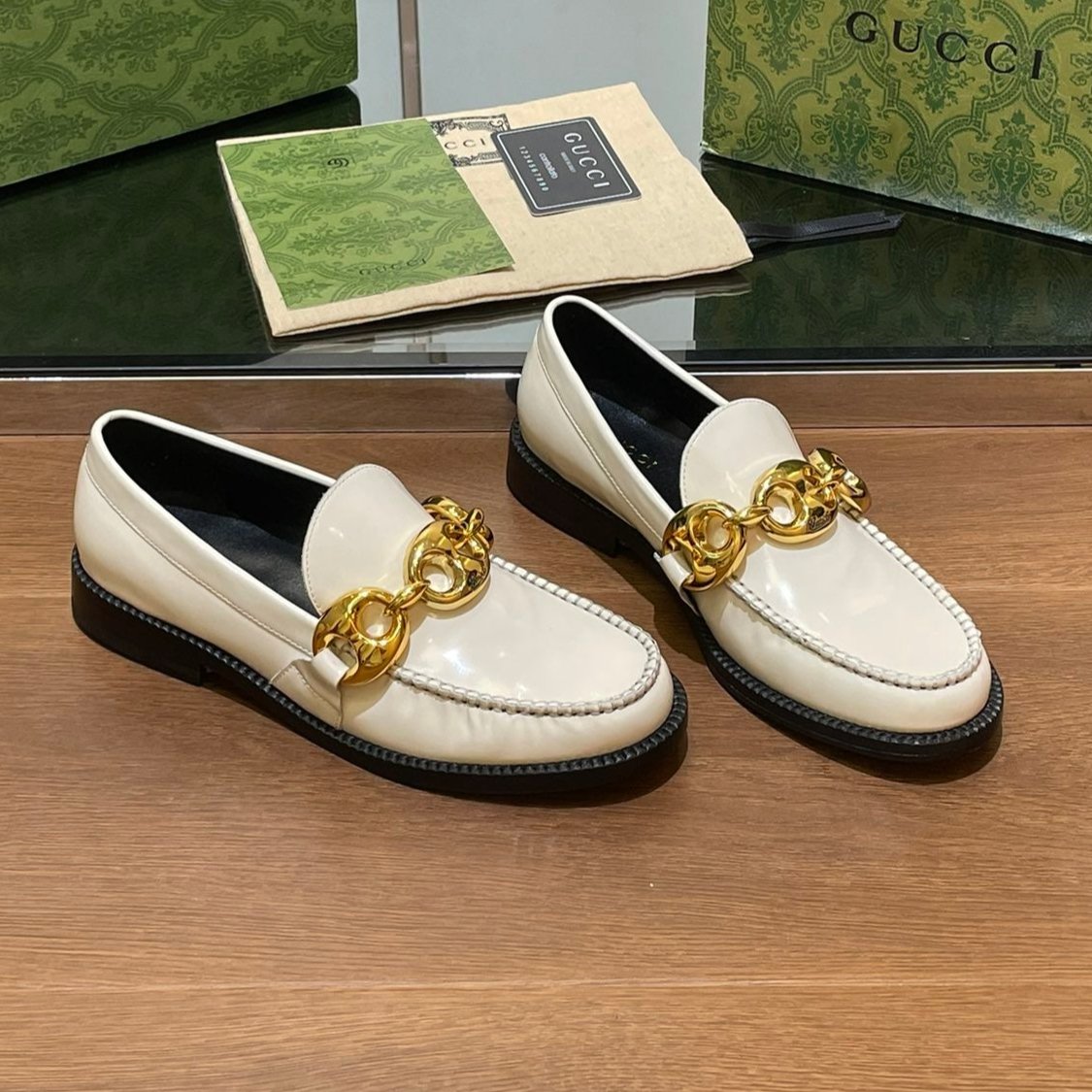 GG LOAFER SHOES IN WHITE CALFSKIN