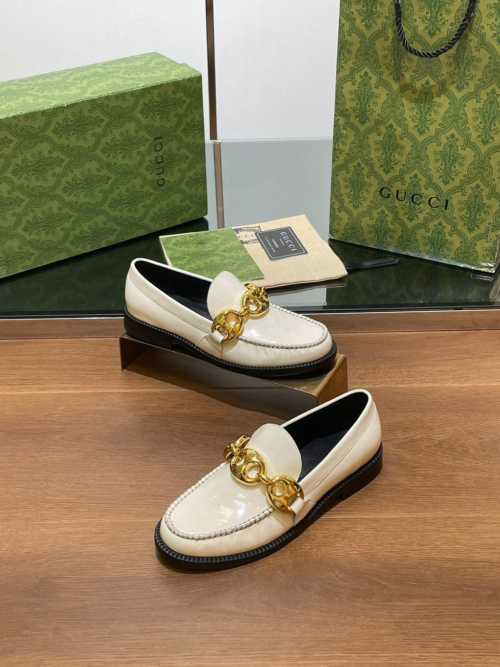 GG Marina Loafer Cream Patent Calfskin