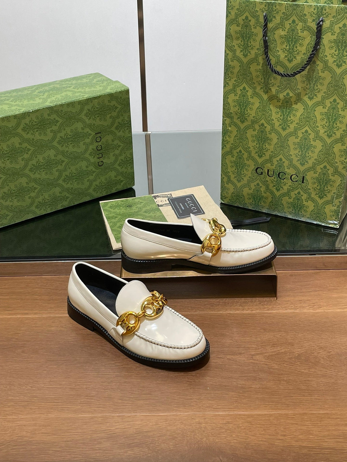 GG Marina Loafer Cream Patent Calfskin