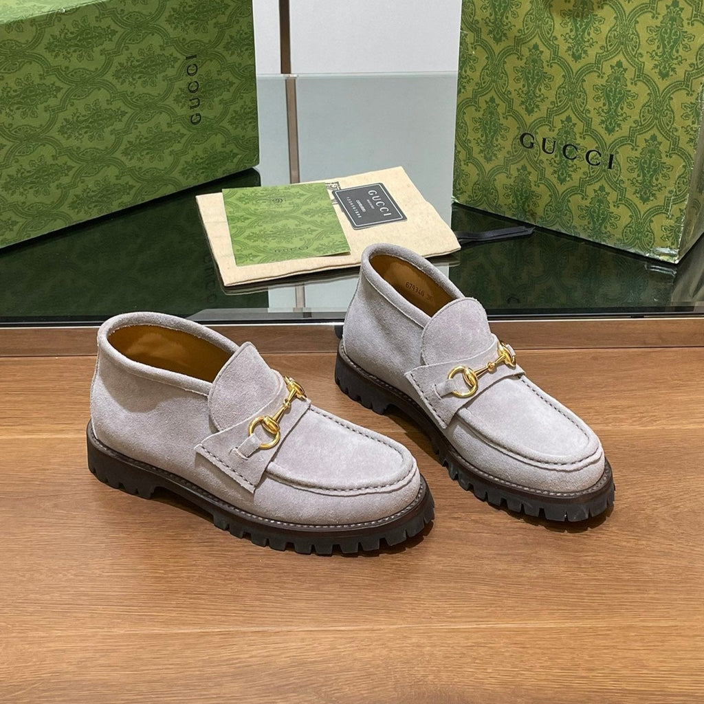 GG Ankle Boot With Horsebit 15 Grey Suede