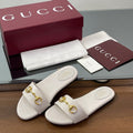 GG Horsebit Slide Sandals White Sheepskin 646548