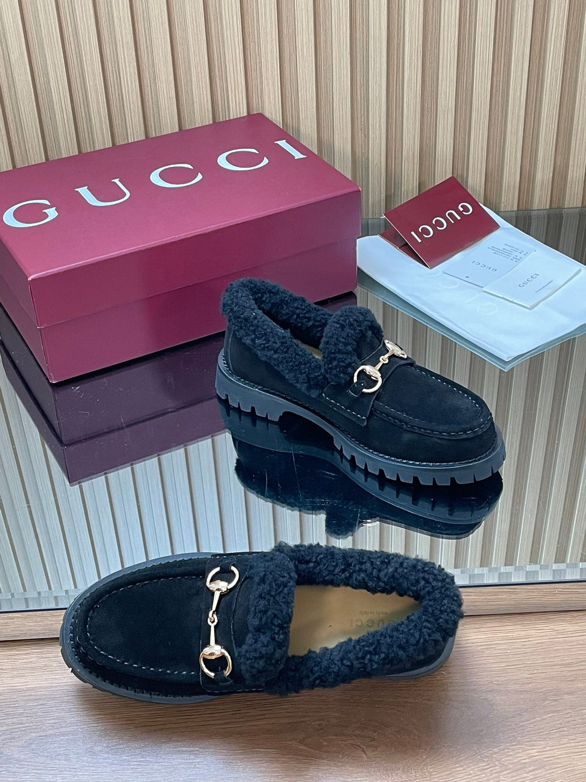 Gucci 2025 Horsebit Loafer Black Suede Wool 563043
