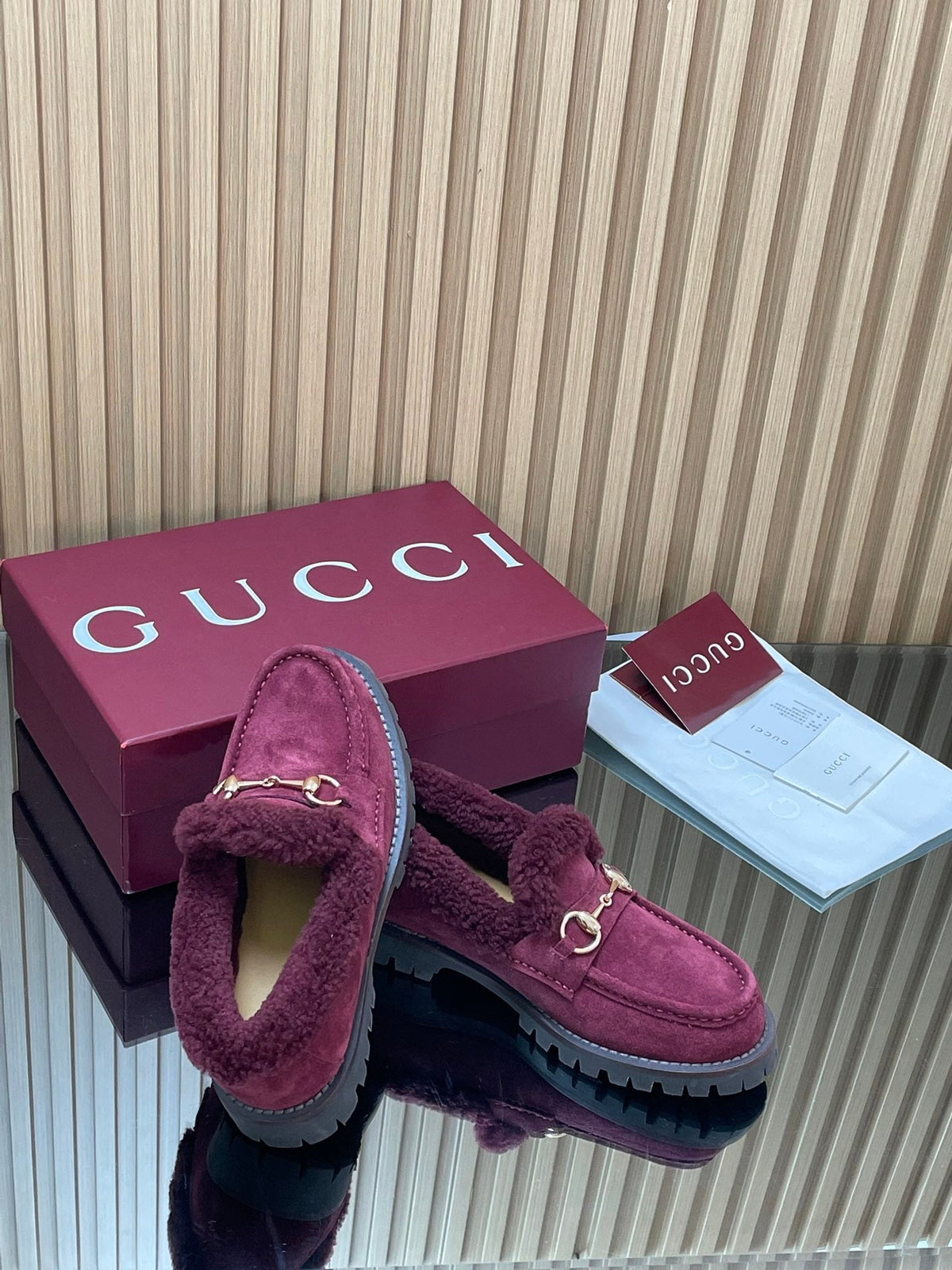 Gucci 2025 Horsebit Loafer Red Suede Wool 563046